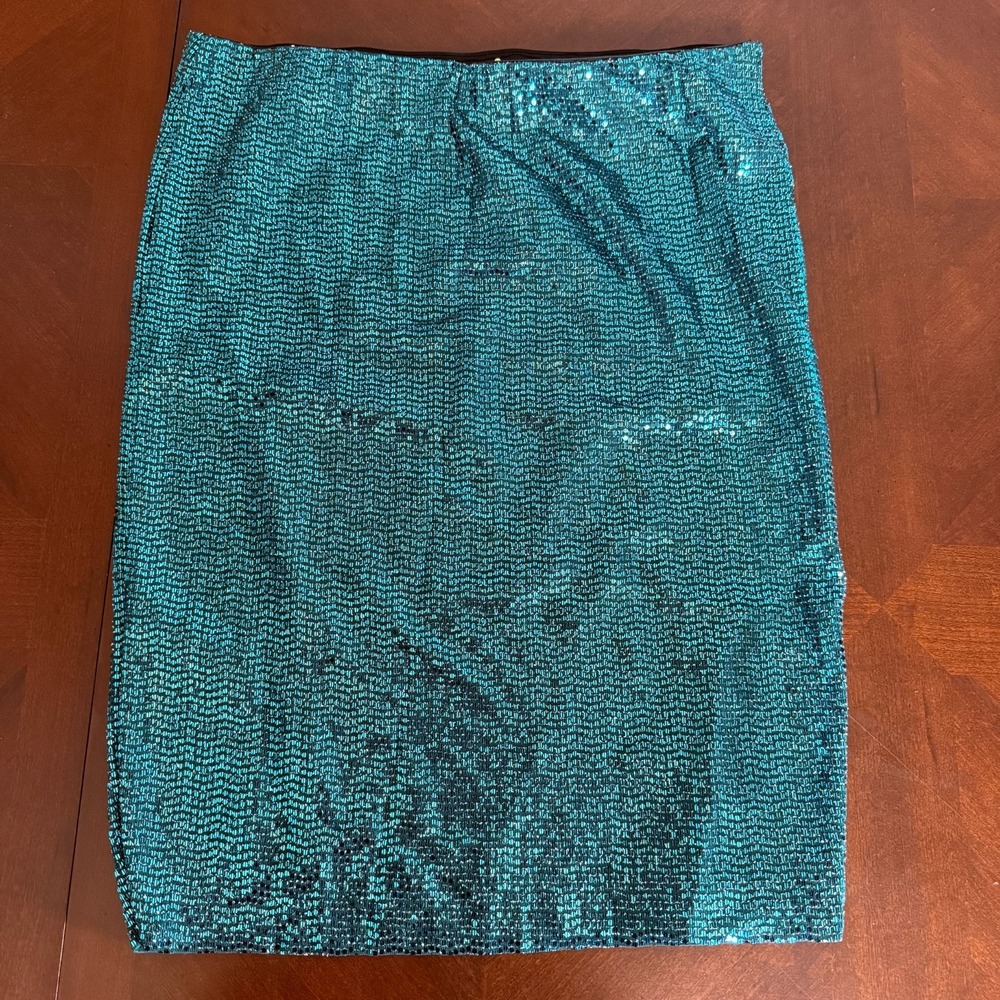 Metallic blue‎ Mini Skirt Party Glam Trendy Shiny Holiday Clubwear L
